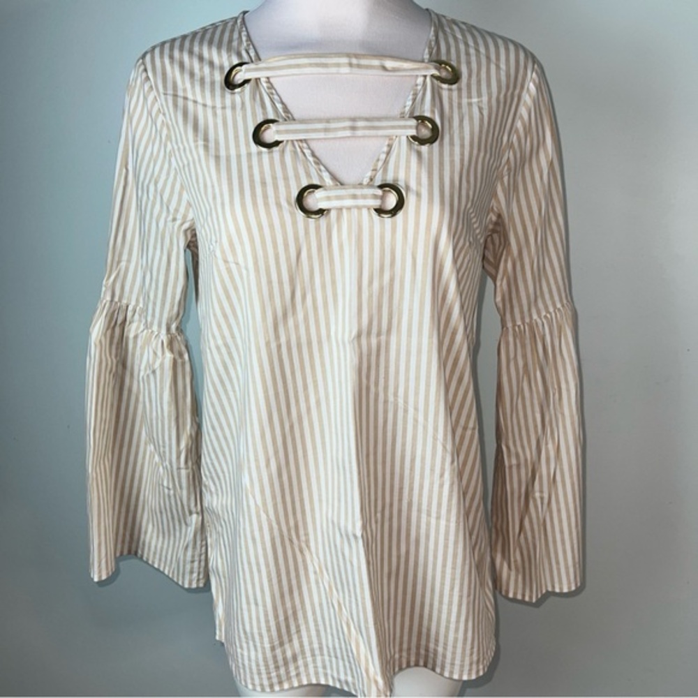 Michael Kors Tan and White Striped Tunic